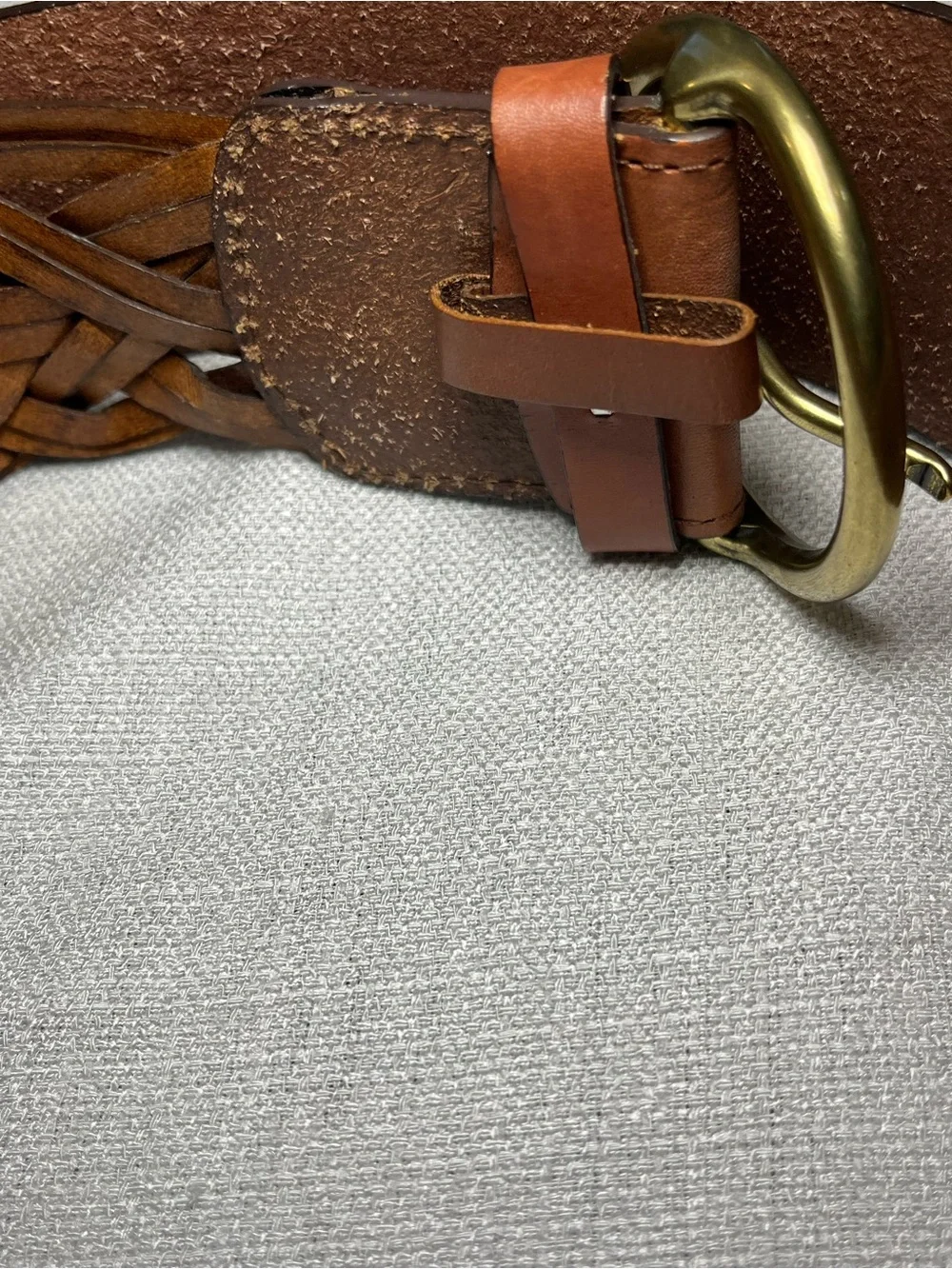 Brown Braided Leather Belt - Classic Tan Womens L